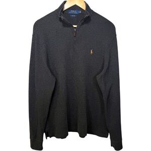 Polo Ralph Lauren Estate Rib 1/4 Zip Sweater Gray Cotton Mens M